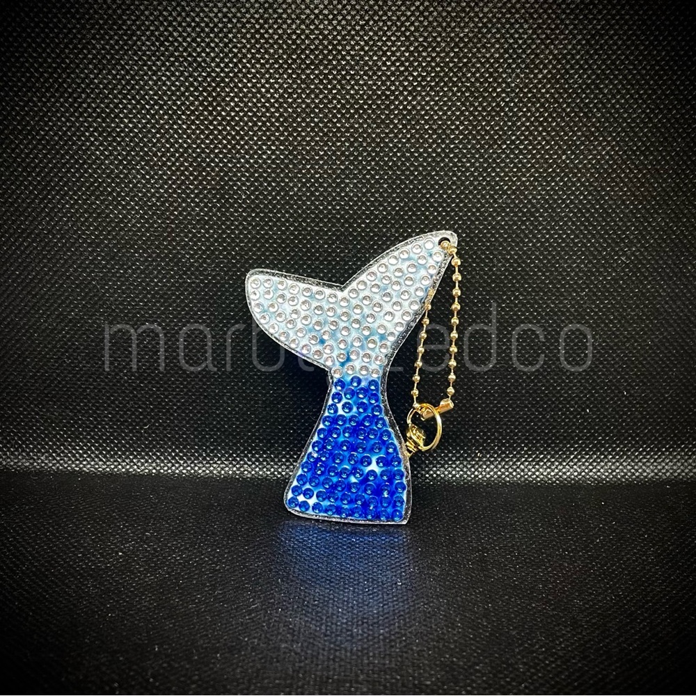 Blue and White Mermaid Tail Keychain Accessory
